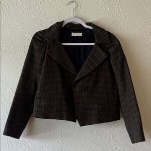 Dries Van Noten Dark Brown Checkered Blazer